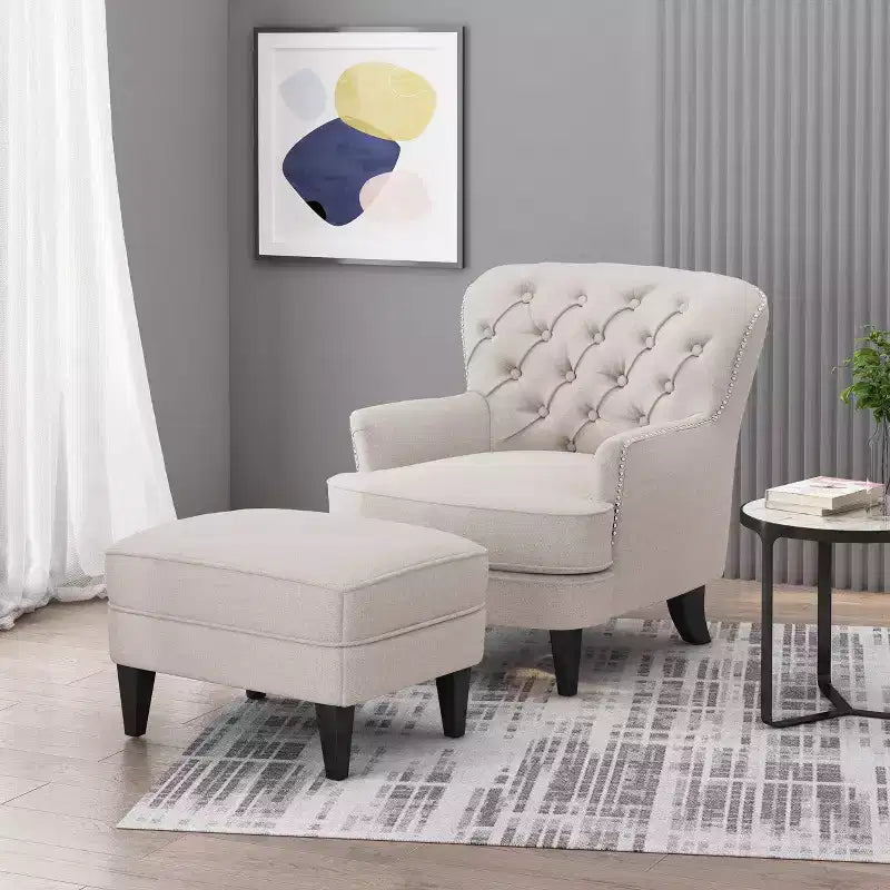 Eigentijdse Correia-fauteuil met poef - Christopher Knight Home