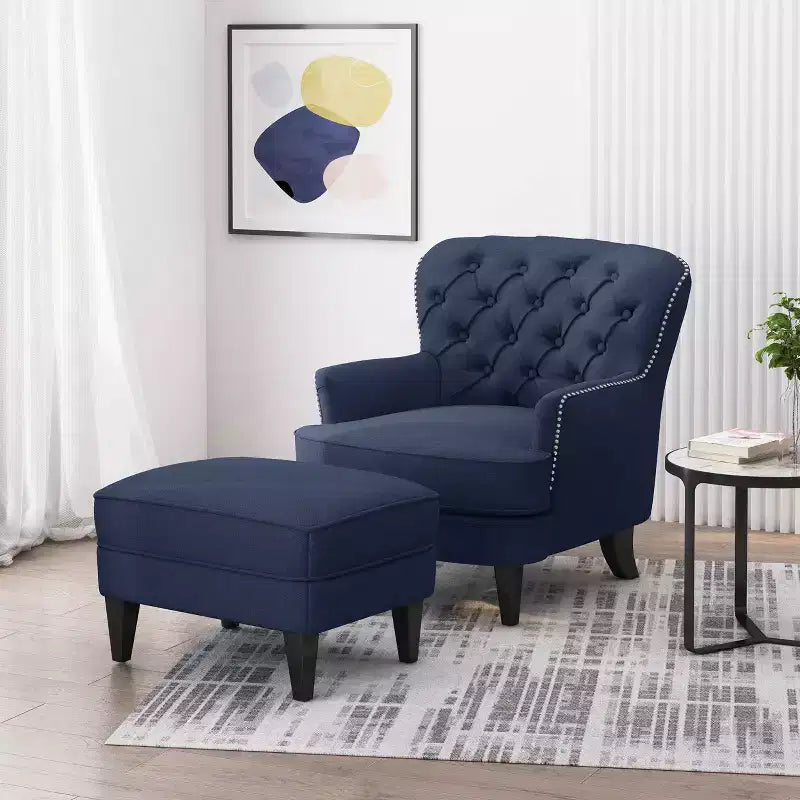 Eigentijdse Correia-fauteuil met poef - Christopher Knight Home