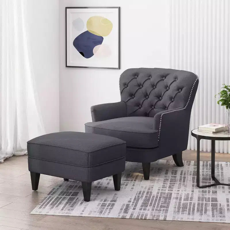 Eigentijdse Correia-fauteuil met poef - Christopher Knight Home