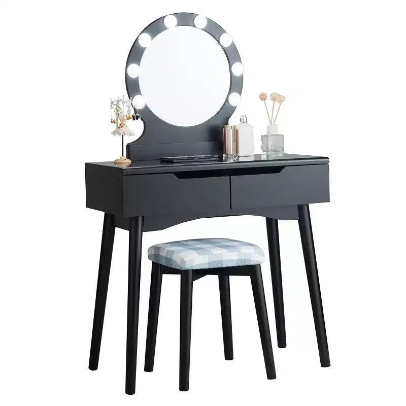 Costway Vanity Trucco 8 Lampadine Dimmerabili Illuminato NeroBiancoNaturale