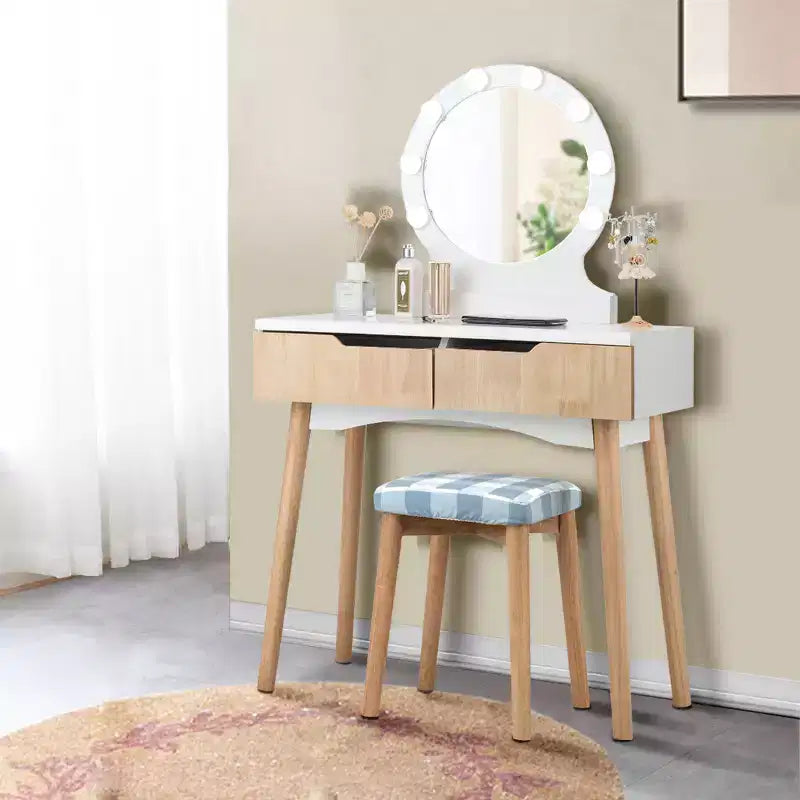 Costway Vanity Trucco 8 Lampadine Dimmerabili Illuminato NeroBiancoNaturale