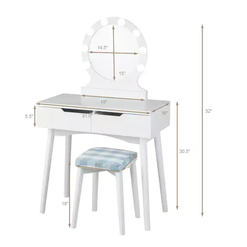 Costway Vanity Trucco 8 Lampadine Dimmerabili Illuminato NeroBiancoNaturale
