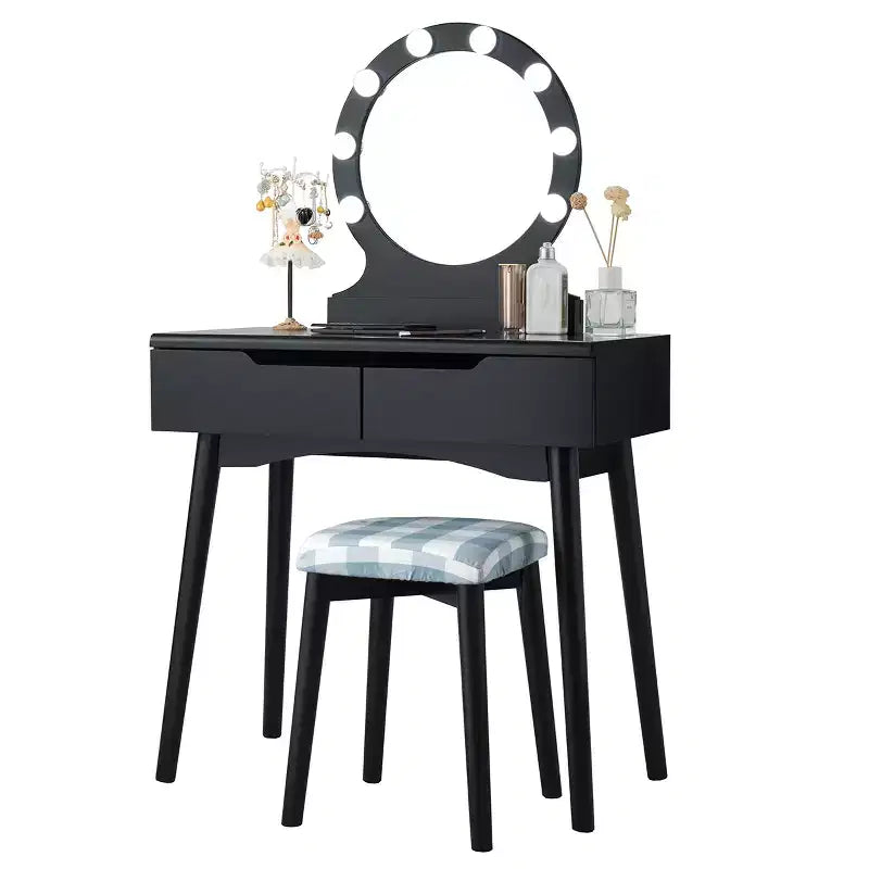Costway Vanity Trucco 8 Lampadine Dimmerabili Illuminato NeroBiancoNaturale