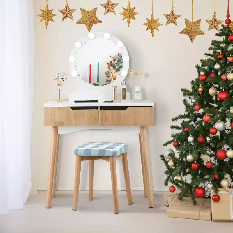 Costway Vanity Trucco 8 Lampadine Dimmerabili Illuminato NeroBiancoNaturale
