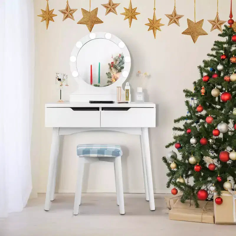 Costway Vanity Trucco 8 Lampadine Dimmerabili Illuminato NeroBiancoNaturale