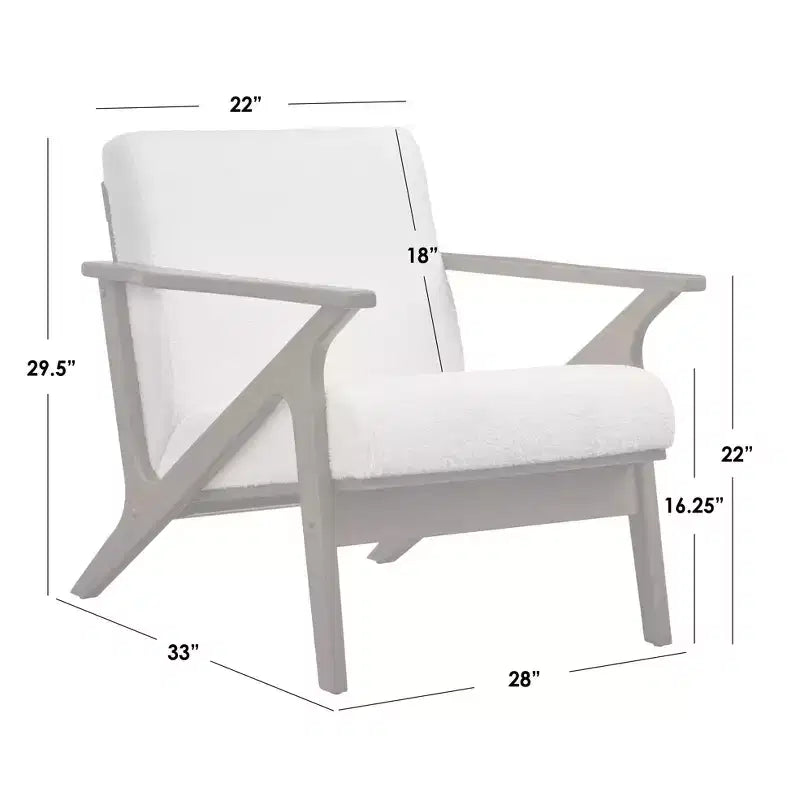 Set di 2 pezzi Bianca con poltrona e pouf in stile moderno di metà secolo - Buylateral