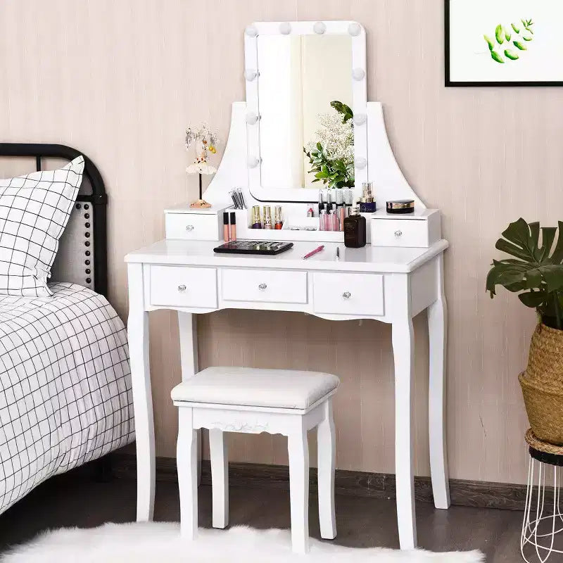 Costway Toeletta con Scatola Rimovibile e 10 Lampadine Dimmerabili con Interruttore a Tocco