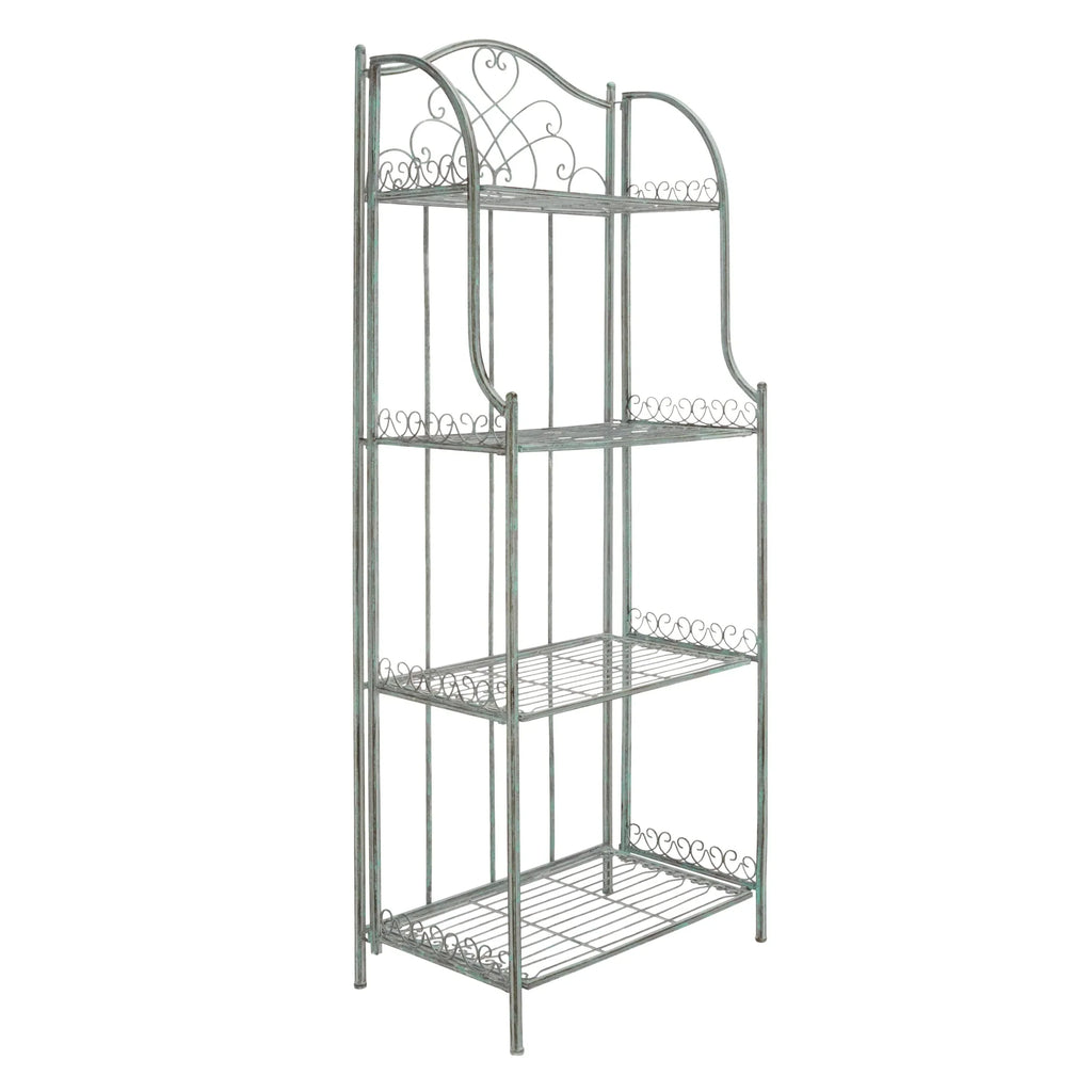 Scaffale portateglie da esterno SAFAVIEH Bryn in ferro battuto in stile vittoriano a 4 ripiani - 25 In. W x 15 In. D x 63 In. H - 25W x 15D x 63H