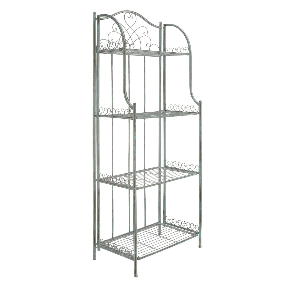 Scaffale portateglie da esterno SAFAVIEH Bryn in ferro battuto in stile vittoriano a 4 ripiani - 25 In. W x 15 In. D x 63 In. H - 25W x 15D x 63H