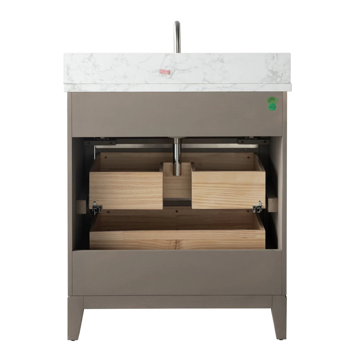Badunterschrank von Vanity Art mit Keramikwaschbecken und Kunstmarmorplatte