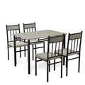 Costway 5 Piece Dining Set Faux Marble Top Table 30'' and 4 Padded Seat Chairs W/ Metal Legs