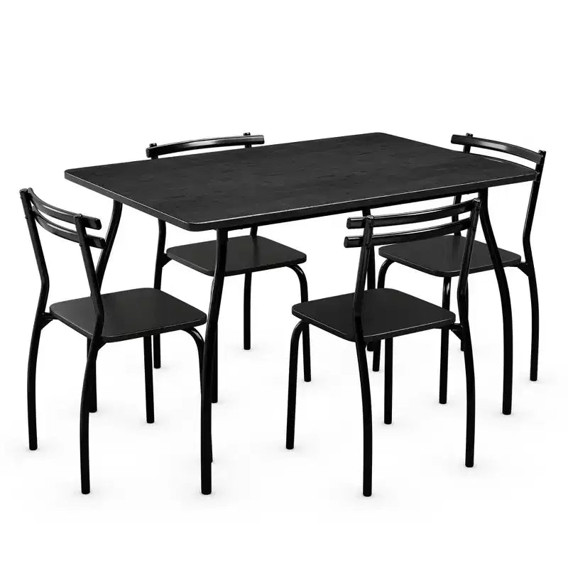 Costway 5 Piece Dining Set Table 30.0 And 4 Chairs Home Kitchen Room Breakfast Furniture Black