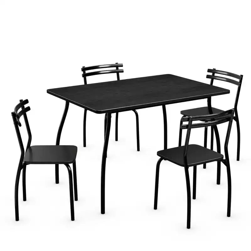 Costway Set da Pranzo 5 Pezzi Tavolo 30.0 e 4 Sedie Arredamento per Sala Cucina per Colazione Nero