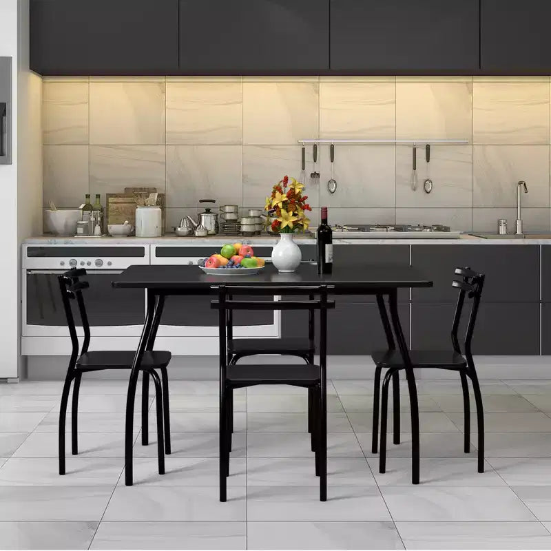 Costway Set da Pranzo 5 Pezzi Tavolo 30.0 e 4 Sedie Arredamento per Sala Cucina per Colazione Nero
