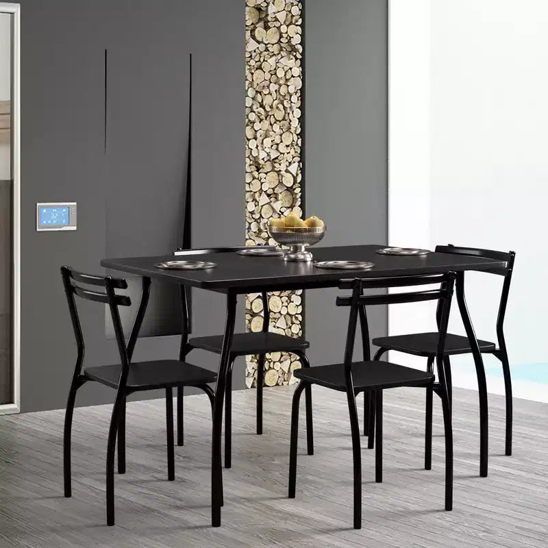 Costway Set da Pranzo 5 Pezzi Tavolo 30.0 e 4 Sedie Arredamento per Sala Cucina per Colazione Nero