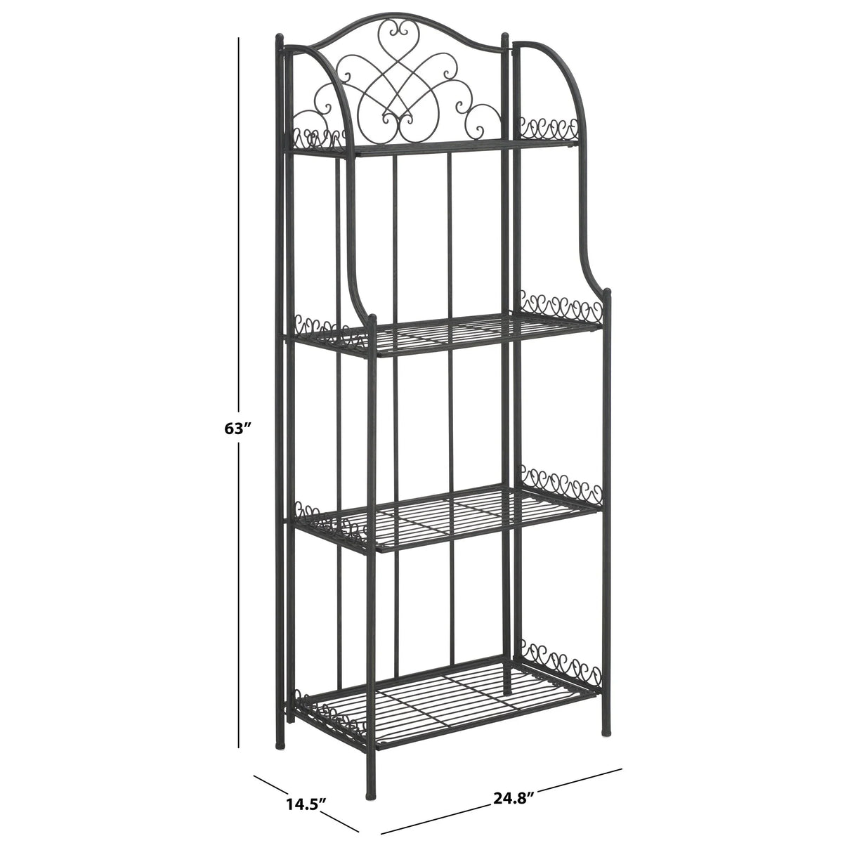 Scaffale portateglie da esterno SAFAVIEH Bryn in ferro battuto in stile vittoriano a 4 ripiani - 25 In. W x 15 In. D x 63 In. H - 25W x 15D x 63H