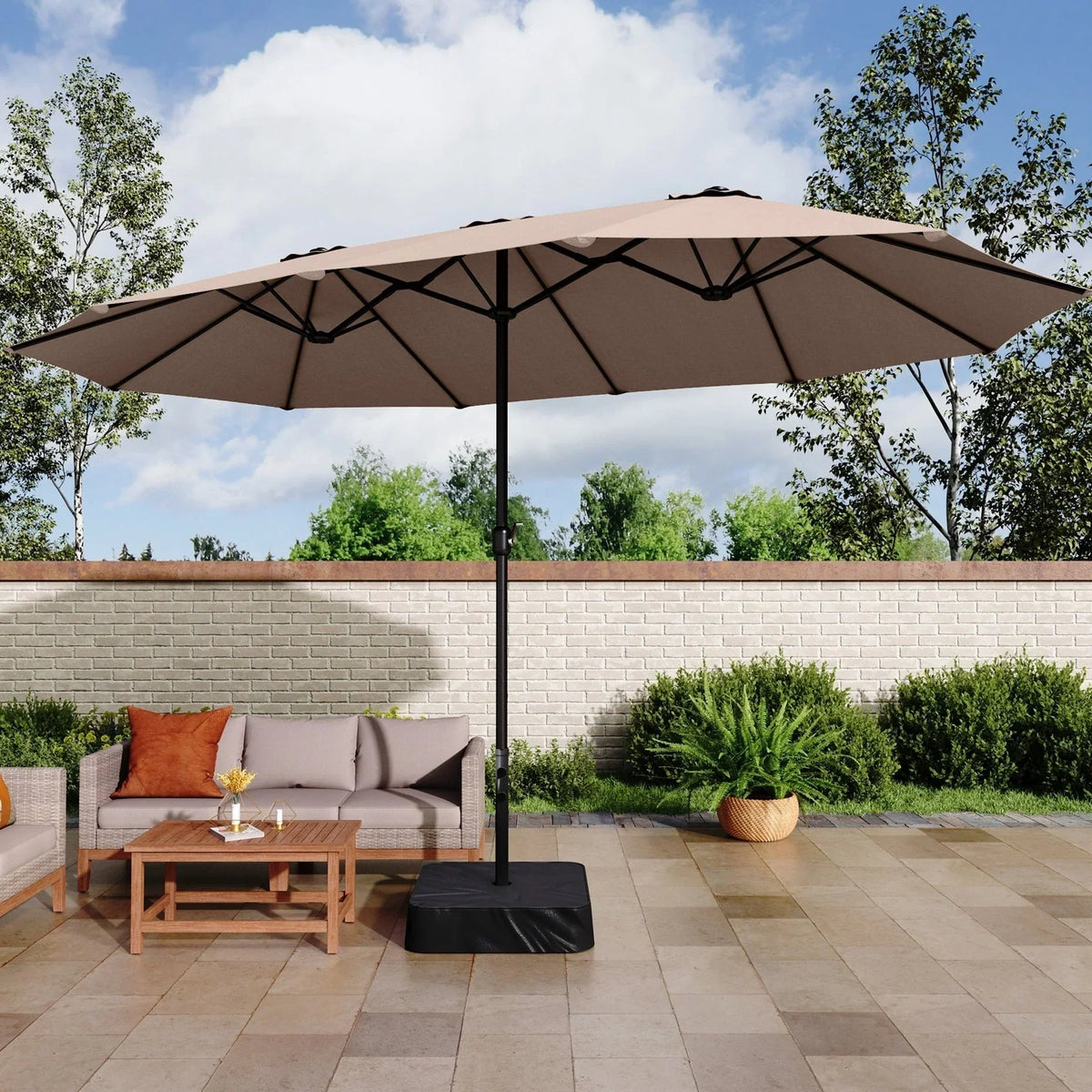 Ombrellone doppio extra large da patio MAISON ARTS da 15ft, con base inclusa