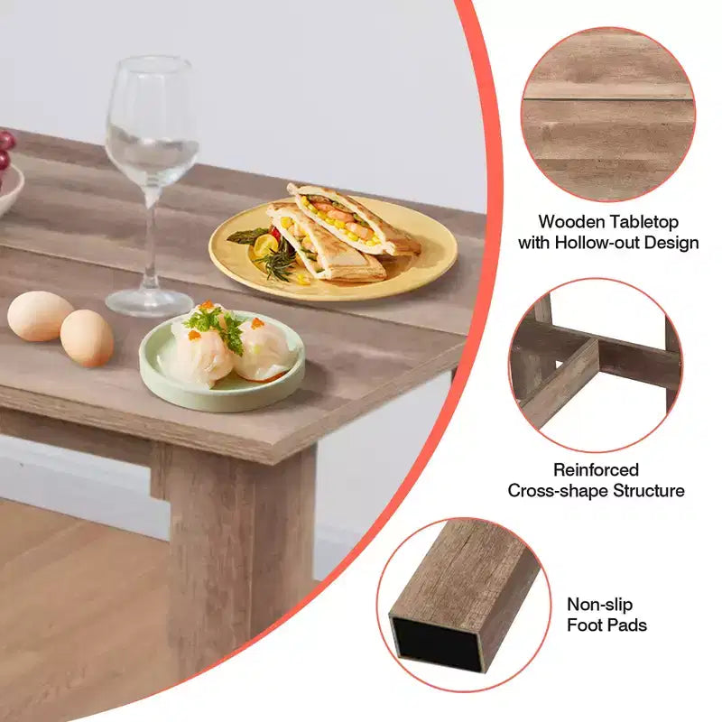 Costway Set da Pranzo 5 Pezzi, Tavolo Rettangolare Altezza Bancone da Cucina con 4 Sgabelli da Bar