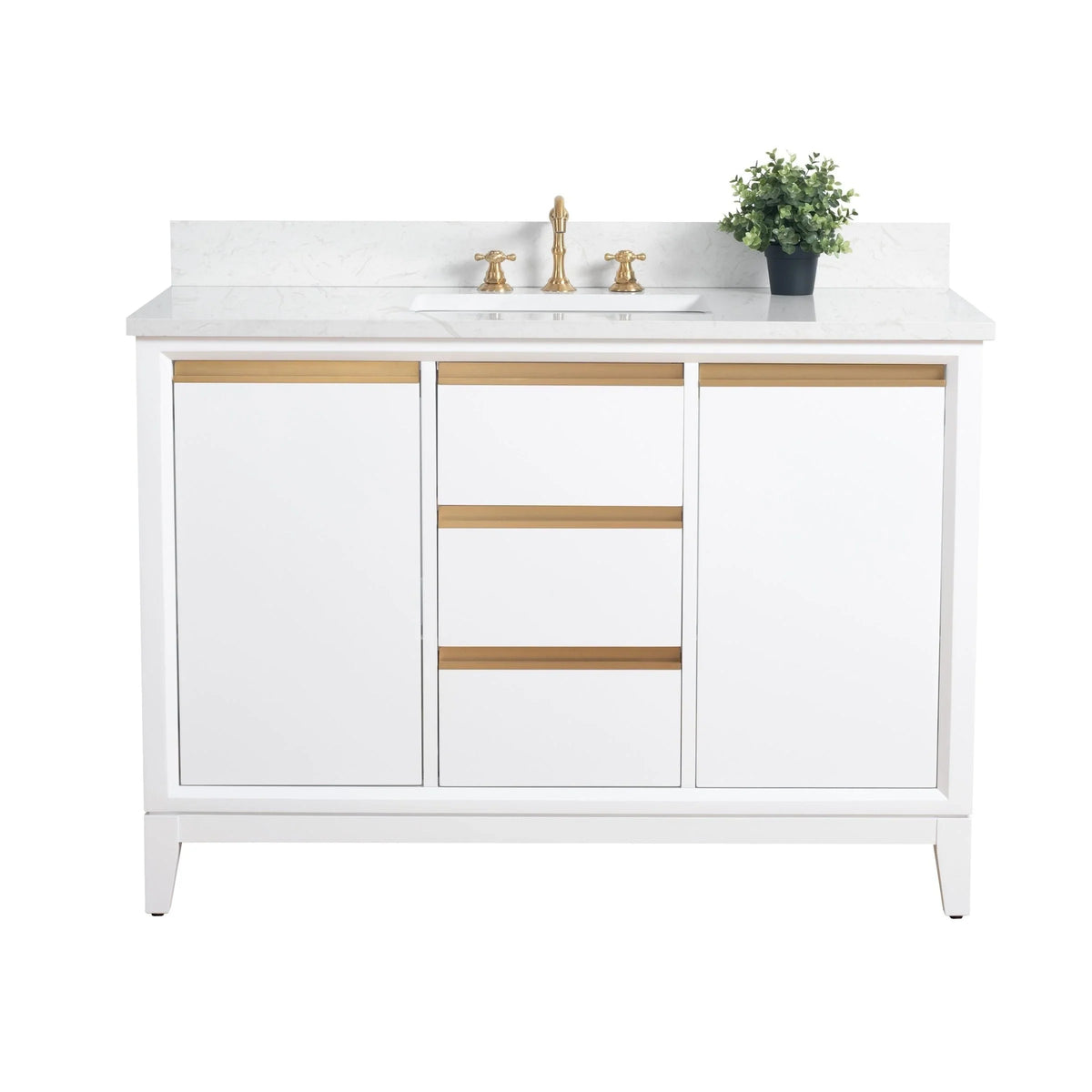 Badunterschrank von Vanity Art mit Keramikwaschbecken und Kunstmarmorplatte