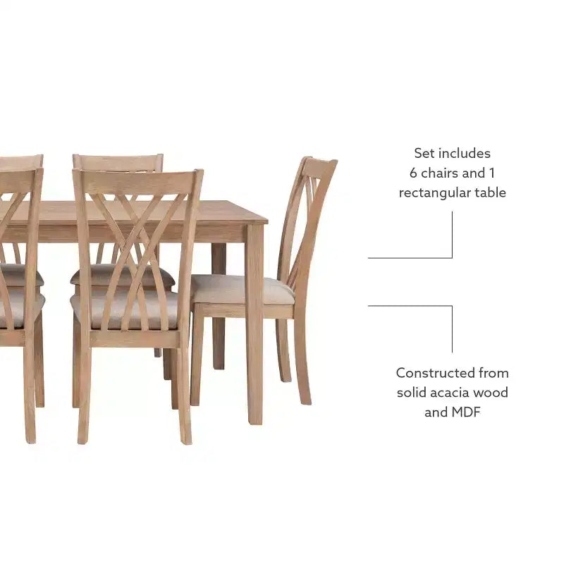 Set da pranzo Roslyn 7 pezzi - Powell