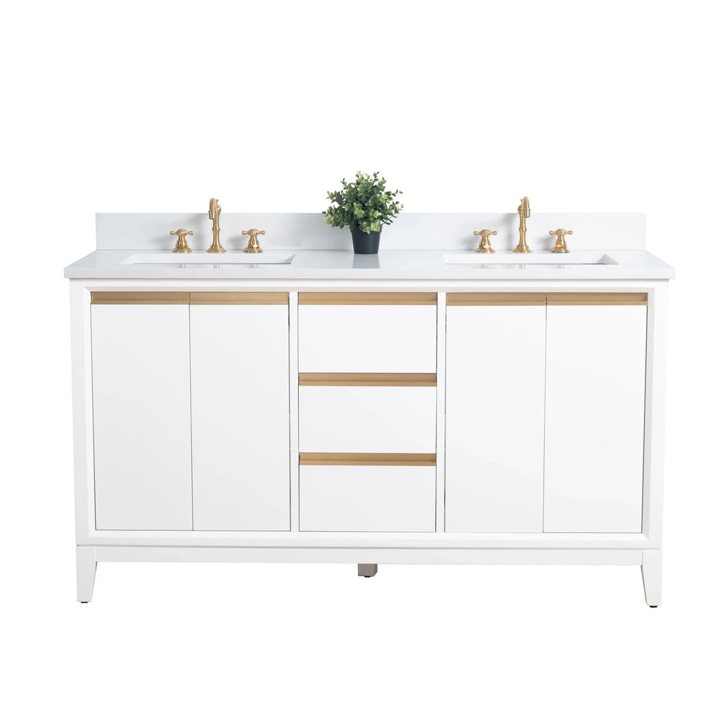 Badunterschrank von Vanity Art mit Keramikwaschbecken und Kunstmarmorplatte