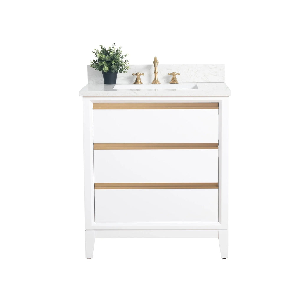 Badunterschrank von Vanity Art mit Keramikwaschbecken und Kunstmarmorplatte