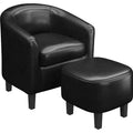Yaheetech Faux Leather Accent Arm Chair Barrel Chair with Ottoman for Living Room