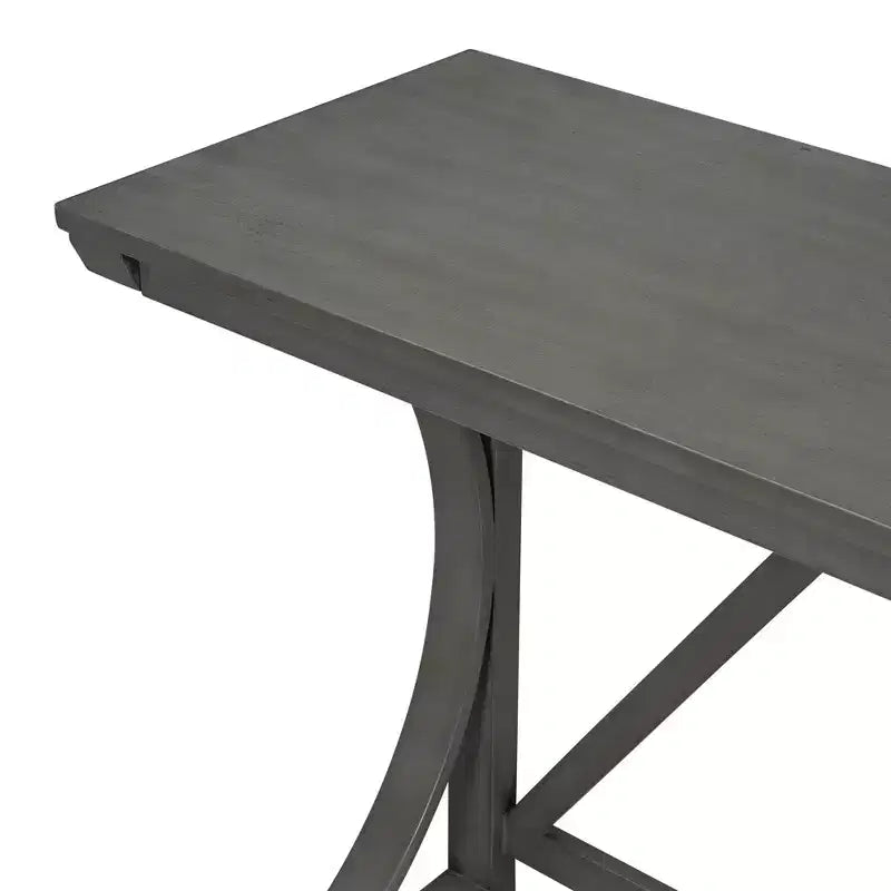 Set da Pranzo 3 Pezzi Stile Fattoria Altezza Bancone con Porta USB e Sgabelli Imbottiti-ModernLuxe