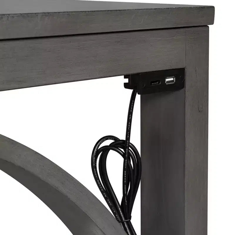 Set da Pranzo 3 Pezzi Stile Fattoria Altezza Bancone con Porta USB e Sgabelli Imbottiti-ModernLuxe