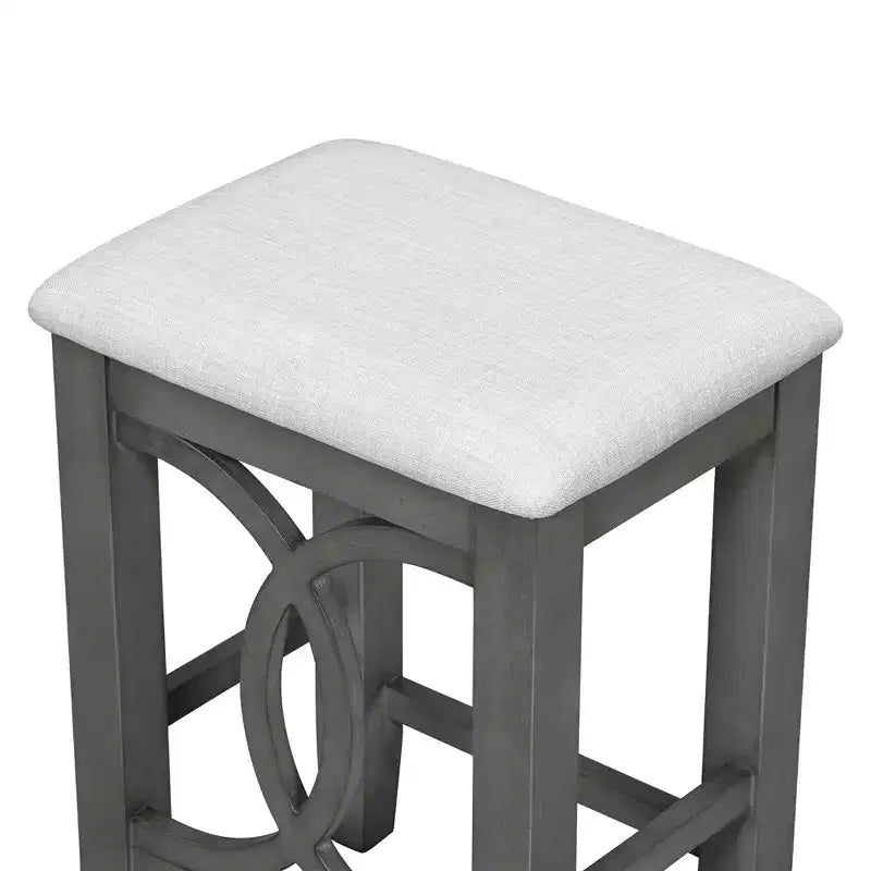 Set da Pranzo 3 Pezzi Stile Fattoria Altezza Bancone con Porta USB e Sgabelli Imbottiti-ModernLuxe