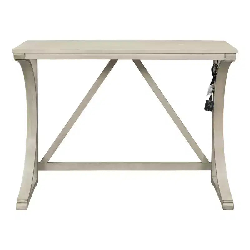 Set da Pranzo 3 Pezzi Stile Fattoria Altezza Bancone con Porta USB e Sgabelli Imbottiti-ModernLuxe