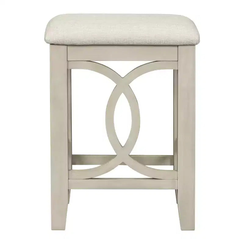Set da Pranzo 3 Pezzi Stile Fattoria Altezza Bancone con Porta USB e Sgabelli Imbottiti-ModernLuxe