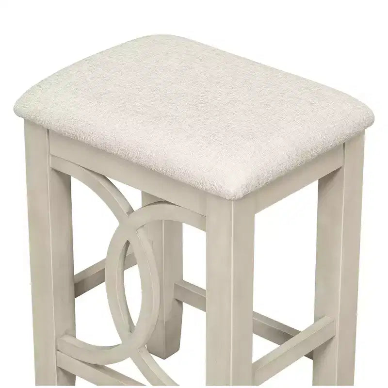 Set da Pranzo 3 Pezzi Stile Fattoria Altezza Bancone con Porta USB e Sgabelli Imbottiti-ModernLuxe