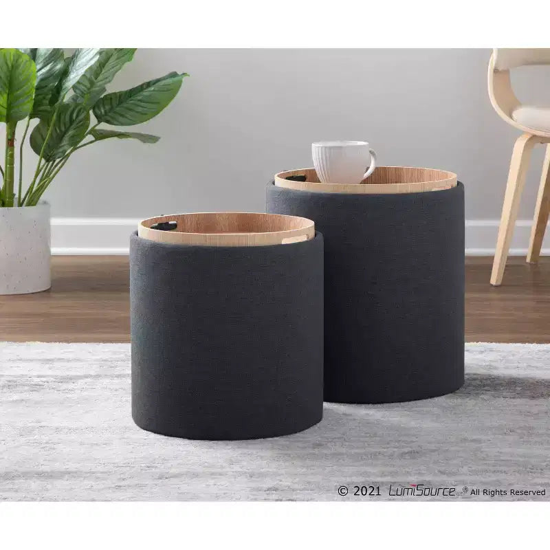 Set of 2 Tray Nesting Ottomans - LumiSource