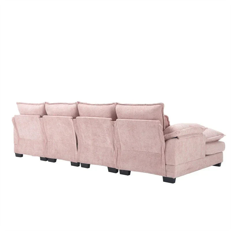 Modulares Ecksofa im Cloud-Stil fürs Wohnzimmer, modernes U-förmiges Sofa aus Chenille/Bouclé, bequemes Schlafsofa mit zwei Chaiselongues