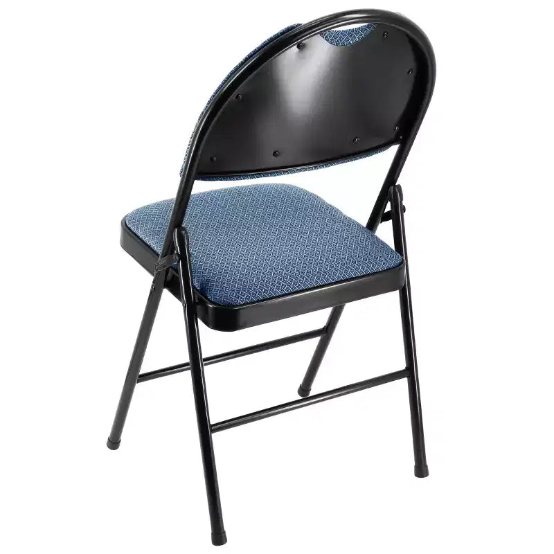 Elama 4 Piece Metal Folding Chair with Padded Seats in Dark Blue