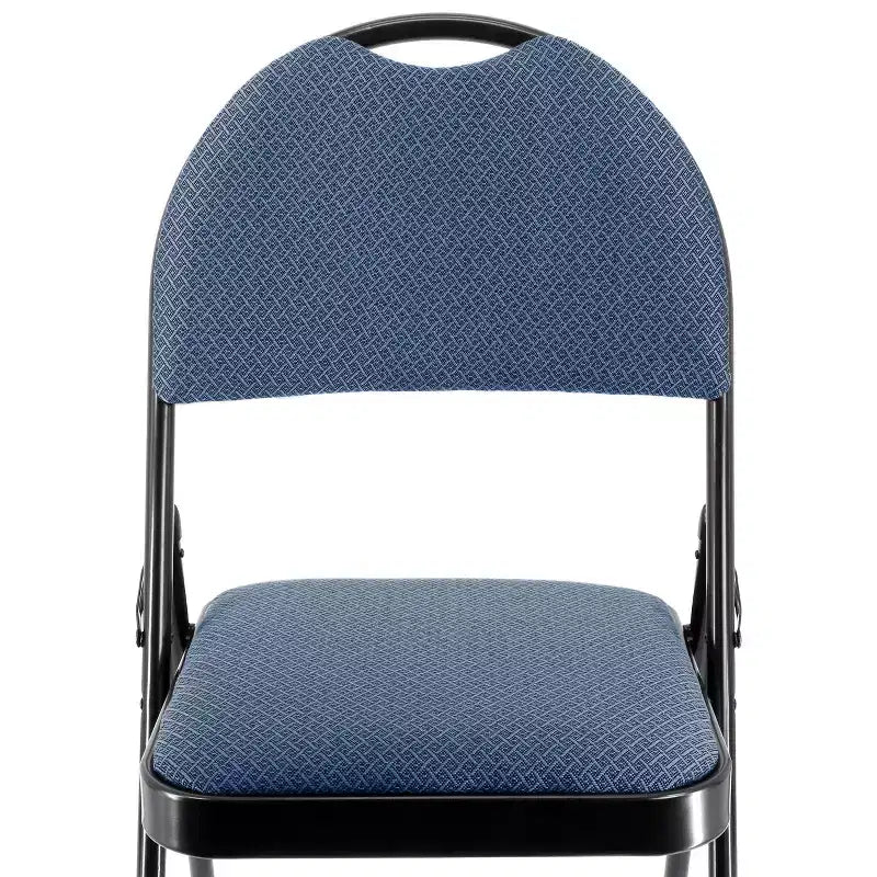 Elama 4 Piece Metal Folding Chair with Padded Seats in Dark Blue