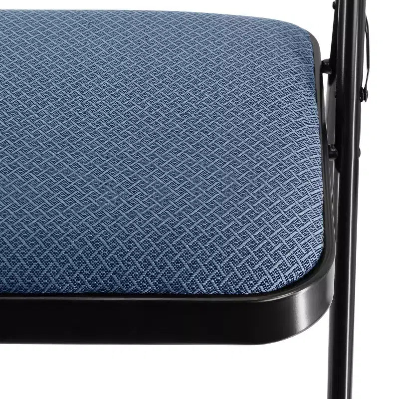 Elama 4 Piece Metal Folding Chair with Padded Seats in Dark Blue