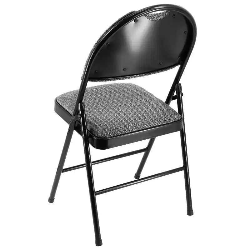 Elama 4 Piece Metal Folding Chair with Padded Seats in Dark Blue