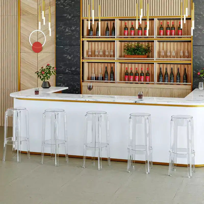 Averill Modern Barstool with Clear Acrylic Seat and Legs, Transparent Bar Height Chair for Kitchen Island or Home Bar
