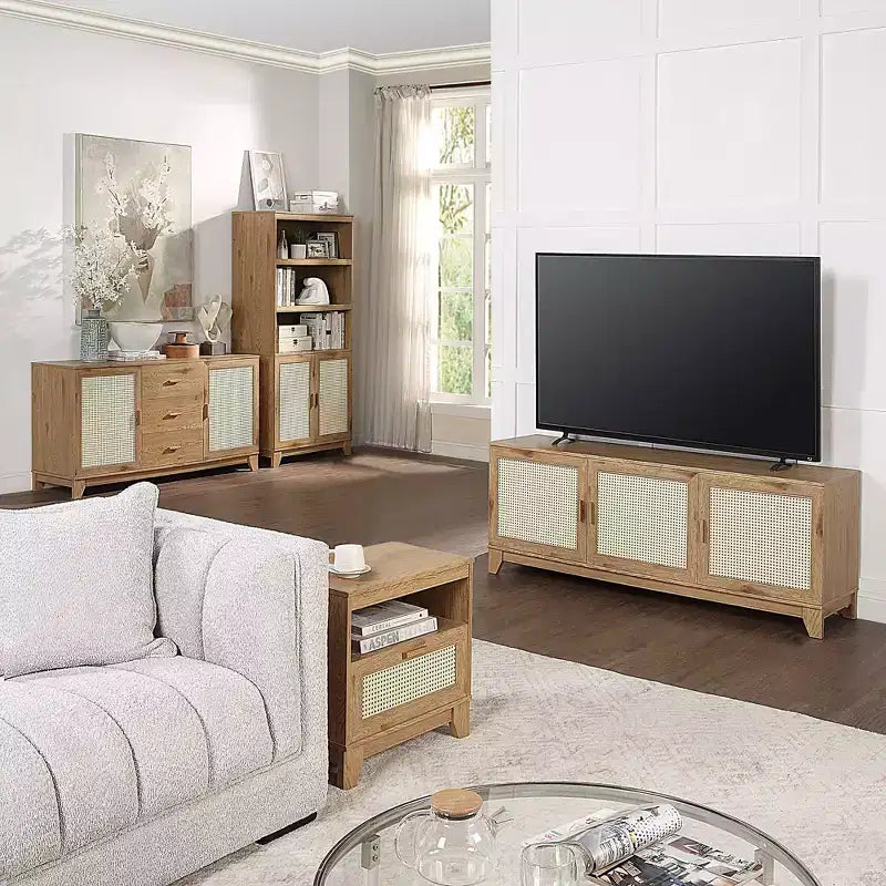 Libreria Sheridan Modern a 7 ripiani in canna d'India