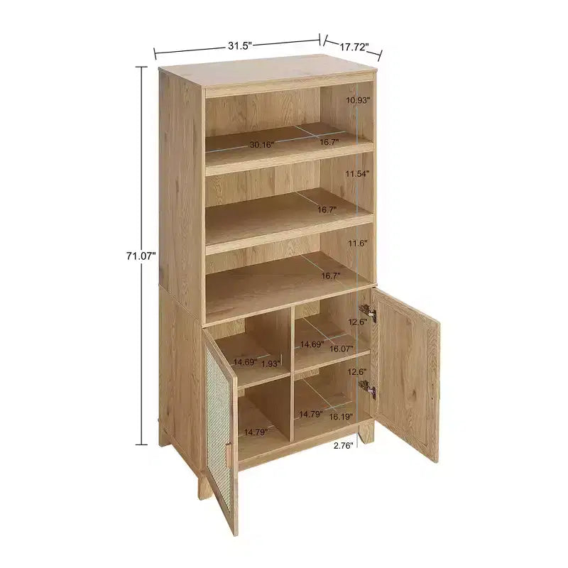 Libreria Sheridan Modern a 7 ripiani in canna d'India