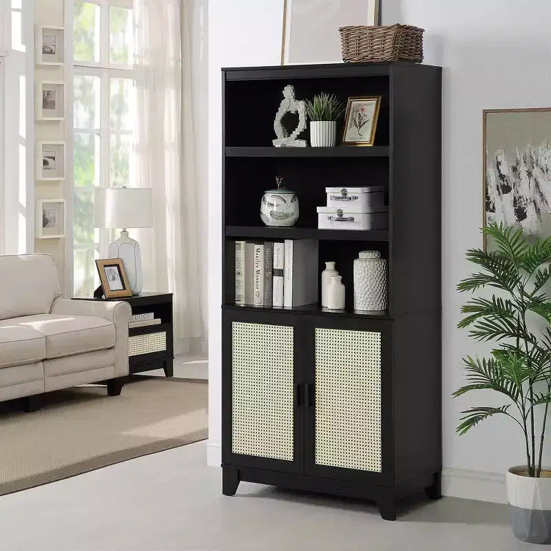 Libreria Sheridan Modern a 7 ripiani in canna d'India