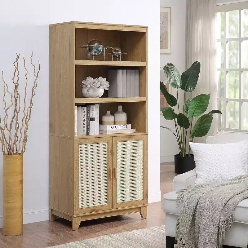 Libreria Sheridan Modern a 7 ripiani in canna d'India