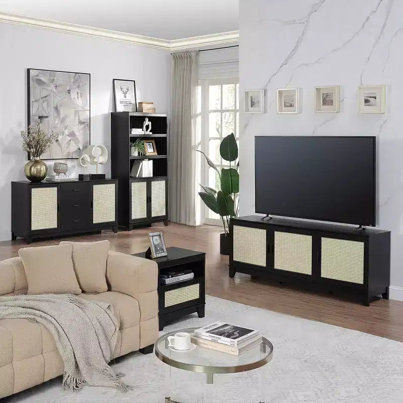 Libreria Sheridan Modern a 7 ripiani in canna d'India