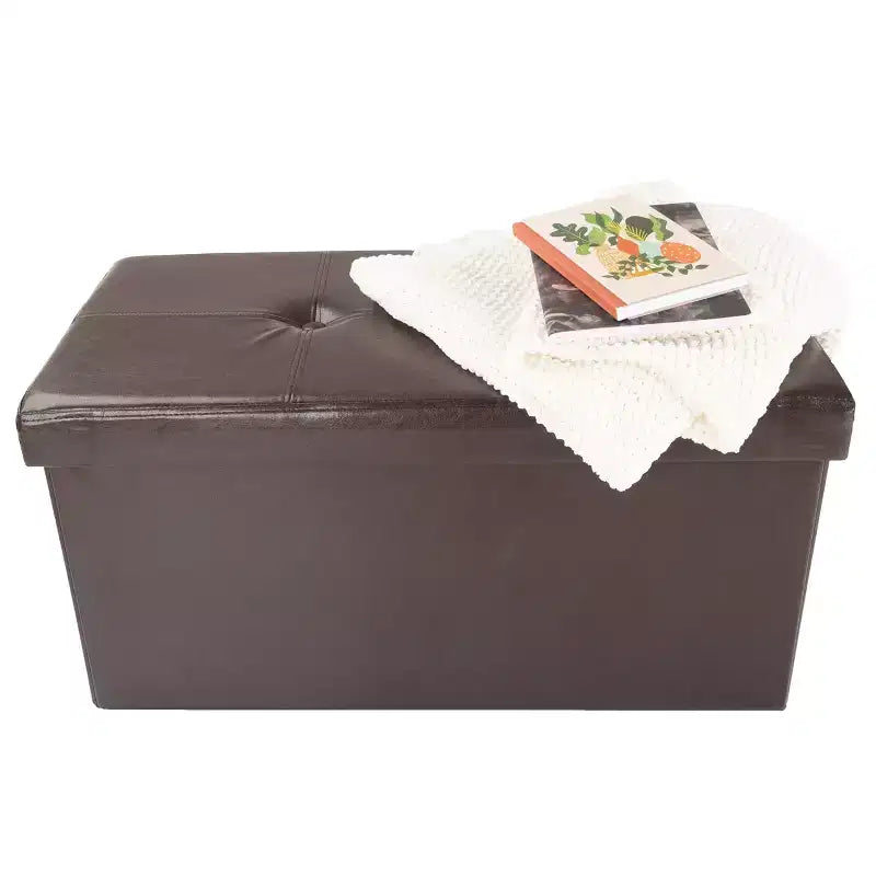 Hasting Home Pouf Contenitore Pieghevole in Similpelle da 30 Pollici