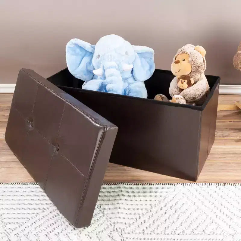 Hasting Home Pouf Contenitore Pieghevole in Similpelle da 30 Pollici