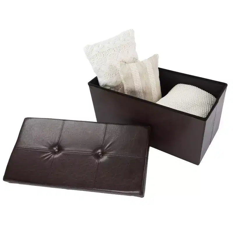 Hasting Home Pouf Contenitore Pieghevole in Similpelle da 30 Pollici