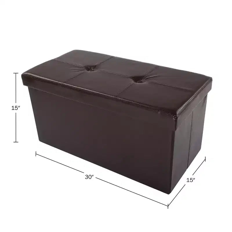 Hasting Home Pouf Contenitore Pieghevole in Similpelle da 30 Pollici