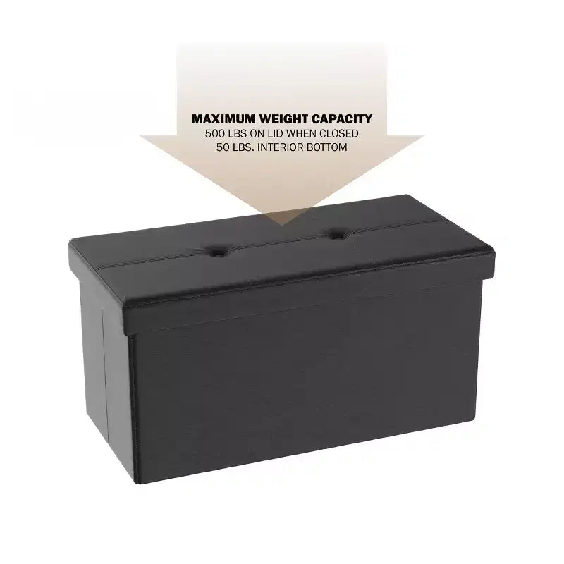 Hasting Home 30-Inch Faux Leather Folding Storage Ottoman